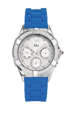 Go Girls 697768 Blue Dial Crystal Blue Soft Rubber Watch